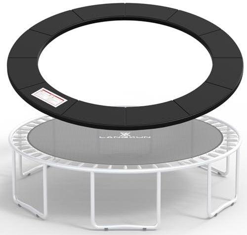 LANGXUN Universelles Trampolin-Ersatz-Sicherheitspolster, 2,4 m, 3 m, 3,6 m, 4,3 m, 4,6 m, 4,9 m, wasserdichte Einfassung, Federschaumabdeckung für runden Rahmen, Schwarz, 4,5 m