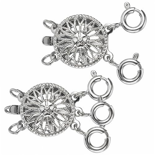Oruola 2pcs Necklace Separator for Layering,Sunflower Necklace Layering Clasp Silver,Multiple Necklaces Stacker Clasp,Keep Necklaces from Tangling,Silver