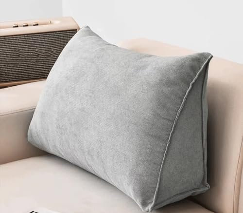 Dreieckiges Rückenkissen, Keil-lesekissen, Kleines Rückenstützkissen, Dreieckiges Sofa, Lordosenstützkissen, Bett-kopfteil, Rückenkissen Für Büro, Zuhause, Bett, Sofa(Size:70x35x20cm,Color:Hellgrau)