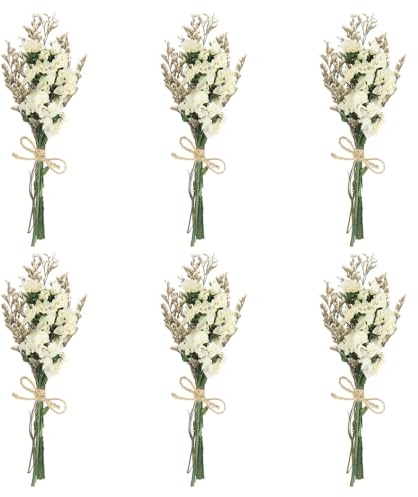 PATIKIL 6 Stück Mini Getrockneter Blumenstrauß für Basteln DIY Foto Weiß | Vergissmeinnicht Natürliche Wildblumen mit Stiel Dekor Gipskraut Boho Blumen Pflanze Blume