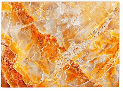 Shopagift Orange Gold Marble Effect Glass Chopping Board Large Kitchen Worktop Saver 39cm x 28cm