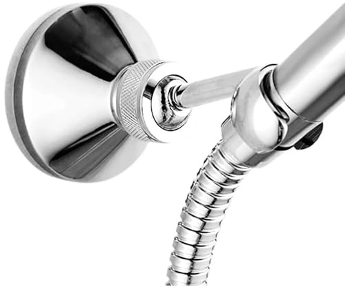 Brass Adjustable Shower Head Holder – Wall-Mount Shower Bracket, 360° Rotating Shower Hose Holder, Chrome-Plated Durable Design for Universal Handheld Showers