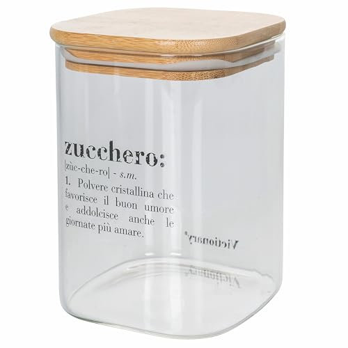 Villa d'Este Home Tivoli Barattolo zucchero 1 L in vetro, coperchio in bambù, Victionary
