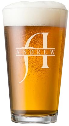 Personalised Engraved Pint Glass, 568ml/20oz, Name and Letter Customisation