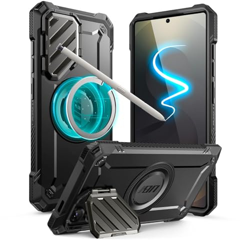 SUPCASE Magnetica Cover per Samsung Galaxy S25 Ultra con Protezione della Fotocamera, [Supporto S Pen] [Compatibile con MagSafe] [Protezione di Livello Militare] Custodia per S25 Ultra (Nero)