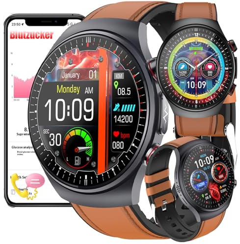 Fohatu ECG Smartwatch 𝐛𝐥𝐮𝐭𝐳𝐮𝐜𝐤𝐞𝐫 𝐛𝐥𝐮𝐭𝐳𝐮𝐜𝐤𝐞𝐫𝐦𝐞𝐬𝐬𝐮𝐧𝐠 EKG 𝐃𝐢𝐚𝐛𝐞𝐭𝐞𝐬 Harnsäure/ECG Gesundheitsuhr Mit Telefonfunktion/SOS,24H Herzfrequenz SPO2 Blutdruck Fitnessuhr