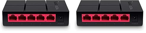 Mercusys MS105G Switch Ethernet 5 Porte Gigabit, Sdoppiatore Ethernet, Auto-Negotiation, Auto MDI/MDIX Switching, Plug & Play, MAC Address Learning, Ideale per la Casa e il Ufficio (Confezione da 2)