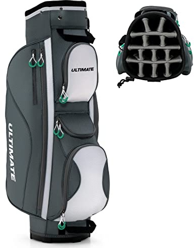 FANTASK Leichte Golf Cart Bag mit wasserdichtem Regenschutz & 7 Taschen, Auch für Trolley und geeignet, SP37830 Grau