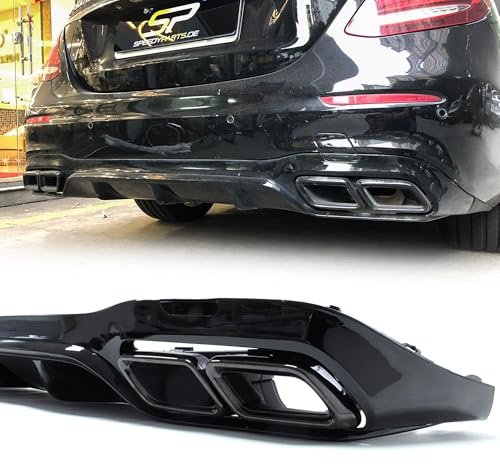 Heckdiffusor Diffusor + Auspuff Diffusor Auspuffblenden Schwarz für Mercedes Benz E Klasse W213 S213 AMG Line 2016-2019 Benzin