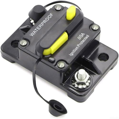 Fusible disjoncteur robuste pour 12 V/48 V CC, 30 A 300 A, protection étanche pour une utilisation automobile et marine (80 A)