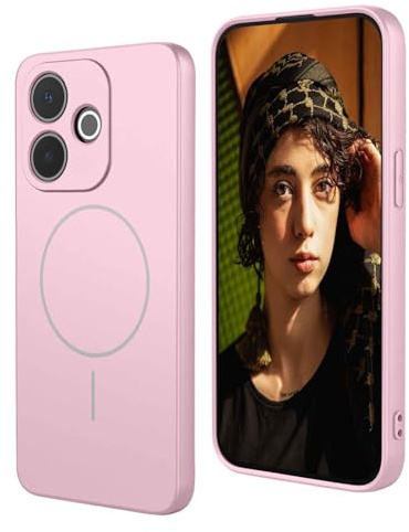 WBWONE Funda de Silicona Líquida para Motorola Moto E13, Carcasa Magnética con MagSafe, Bumper Slim Antigolpes, Tacto Suave & Forro de Microfibra - Rosa