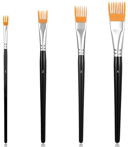 4Pcs Comb Artist Brush Set, Professional Artist Paintbrushes for Acrylic Painting, Paint Brush for Acrylic, Oil and Watercolor