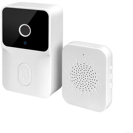 Campanello wireless intelligente con fotocamera HD e audio bidirezionale, campanello impermeabile per esterni ricaricabile per la sicurezza domestica, bianco