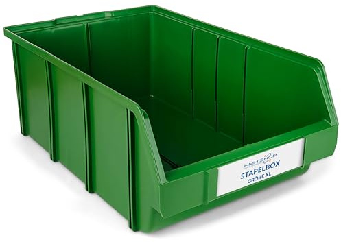 HMH 18x Stapelboxen Größe XL Werkstatt Garage Keller Sichtlagerboxen 489x304x185mm Lagerboxen GRÜN Sichtlagerkästen Kleinteile Aufbewahrung