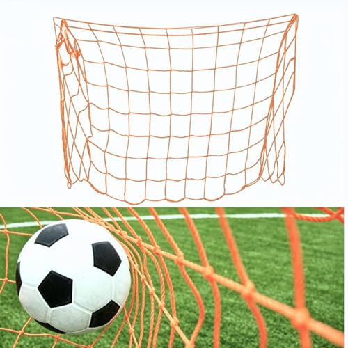 Hominas Fußballtornetz 7,5 x 2,5 m Sport Fußball Torpfostennetz Polyethylen Football Ersatznetz für 11 gegen 11 Tore, für Innenräume, Hausgärten und Schulhöfe (Orange)