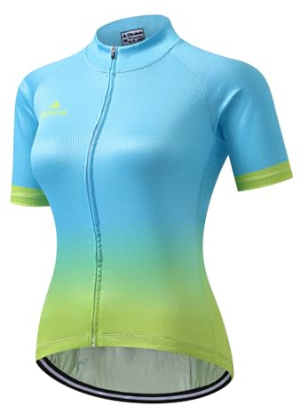Maillot De Cyclisme pour Femme Courtes T-Shirt De Vélo De Montagne Femme Maillot De Cyclisme VTT De Haute Qualité Respirant Séchage Rapide Anti-Réfléchissants avec 3 Poches XS-XXXL