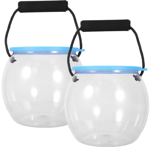 BAZEITFLOW 2stücke Tragbarer Kleines Aquarium mit Deckel und Integriertem Griff Transparenter Fisch Eimer für Fang Freilassen Vielseitiger Transportbehälter für Strand Angeln