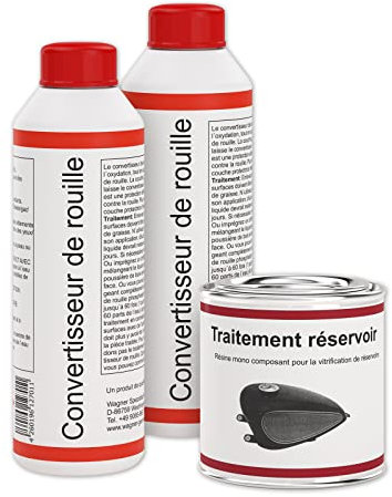 Wagner Krad-Tankversiegelung Set – 2x250 ml Rostumwandler und 250 ml Einkomponentenharz-Versiegelung |Stoppt Rost, Versiegelt Dauerhaft, Schützt vor Korrosion|Tankentroster für Tanks bis 30 Liter