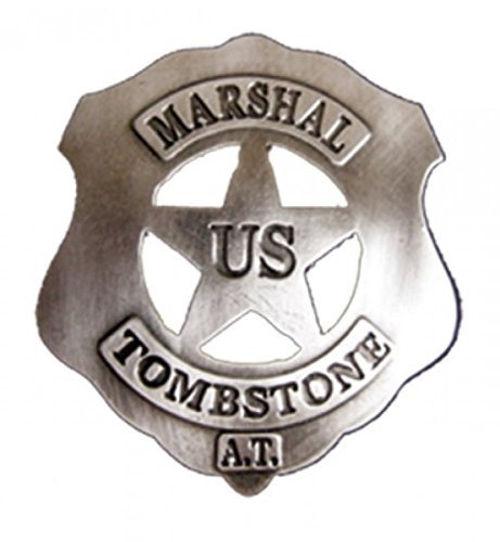 Denix US Marshal Sheriffstern Tombstone aus Metall – 6 cm silberfarbener Western-Anstecker, Cowboy- & Kostümaccessoire