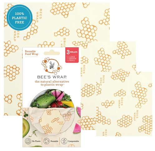 Bee's Wrap Wachspapier, Set mit 3 Stück, Verschiedene Größen, beige, Bienenwachs