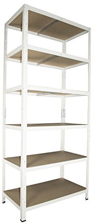 Shelf Creations BASIC Schwerlastregal 200x100x60cm weiß 6 Böden Steckregal Kellerregal Lagerregal Werkstattregal Archivregal Haushaltsregal Ordnerregal Metallregal Garagenregal Fachbodenregal