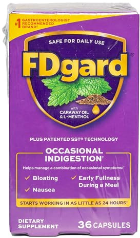FDgard Gut Health Supplement, Indigestion, Nausea & Bloating, Upset Stomach, 72 Capsules
