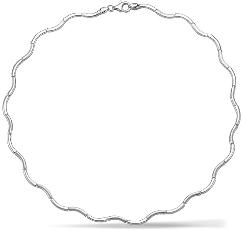 Vinani Damen Kollier Wellen-Design aus 925 Sterling Silver – Mattes und glänzendes Finish, elegantes zeitloses Schmuckstück, Damenschmuck, Halskette 2KMP