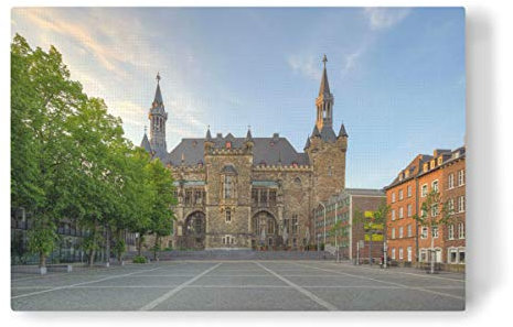 artboxONE Leinwand 90x60 cm Städte Rathaus Aachen von Michael Valjak