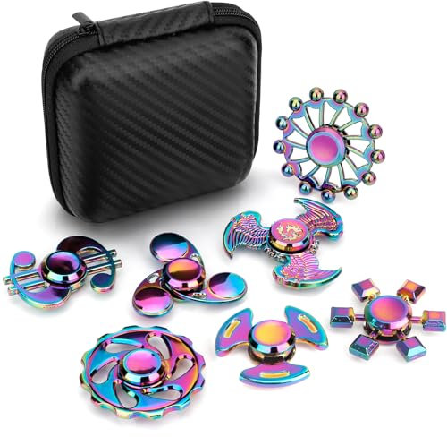 Anzmtosn Cooles Fidget-Pack-Spielzeug-Set, Neuheit Fidgets Spinners Rainbow Finger Hand Spinner Metall Fidget Chain Cube Kit Fokus Autismus Spielzeug Fingerspitzen-Gyro Stressabbau Spiral Twister Anti