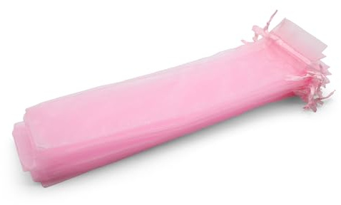 OLILLY 50 rosafarbene Organzabeutel, Größe 26 x 6 cm, ideal für lange Gegenstände (Fächer, Stifte, ...) (Rosa)