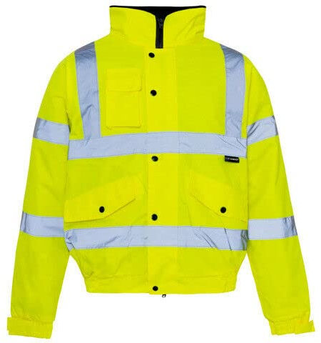 Step Ahead Mens Hi Vis Visibility Waterproof Bomber Jacket Safety Work Wear Hi Viz Orange, Yellow (Yellow, L)