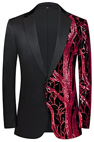 PYJTRL Herren-Blazer aus Samt mit Pailletten, Violett