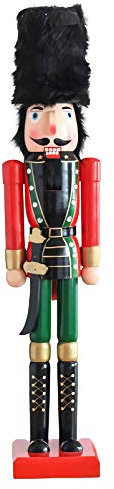 RENJIELI 35 Altezza Grande Natale Schiaccianoci in Legno Re Soldato Ornamento Decorazione Natalizia Figure Giocattoli Burattino Decorazioni per la casa (Size : Soldier with Knife) Little Surprise