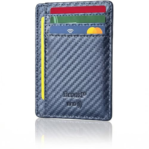 Bronzi® Portafoglio Uomo Slim Piccolo | Portacarte Uomo Donna Portatessere Porta Carte Di Credito | Portafogli Mini Protezione RFID con Portamonete | Box Regalo - Brand Italiano