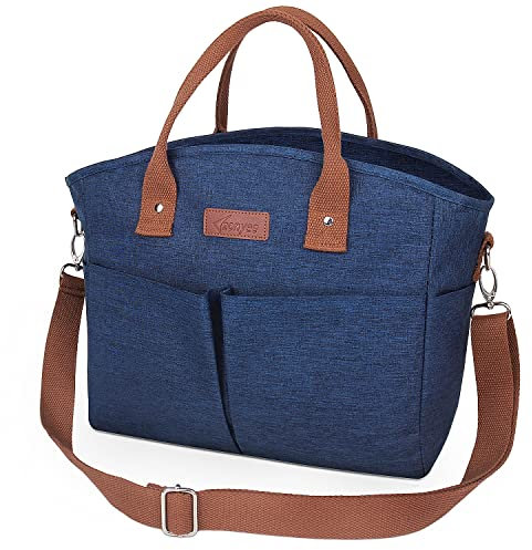 zonyee Insulated Picnic Lunch Bags for Women Men Work Adult, 14L Large Collapsible Cool Bag with strap, Leakproof Insulated Lunch Box with Adjustable Shoulder Strap for Camping/BBQ/Shopping-Blue