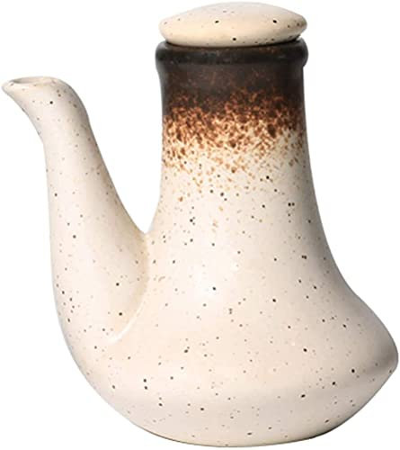 TONZN Botella de vinagre antifugas, cerámica, Botella dispensadora de Aceite de Oliva de Mesa, Salsa de Soja o vinagrera con vertedor, líquido de Cena de cerámica (C)