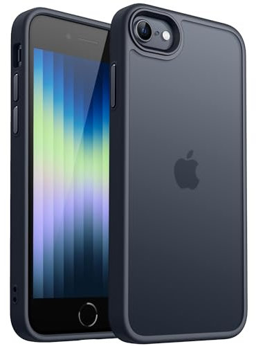 CANSHN Matt Hülle für iPhone SE 3/2 (2022/2020), iPhone 8/7, [Militärschutz] Schutzhülle Samtige Touch Matt Anti-Kratzen, Durchscheinende Rückseite Schutzhülle, Anti-Fingerabdruck (Schwarz)