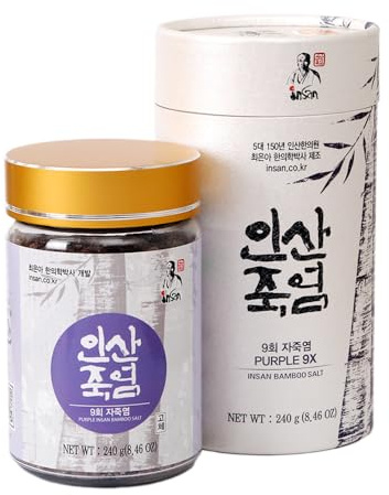 Insan 9X Roasted Bamboo Salt – Korean Alkaline Mineral Sea Salt - Detox & Cleansing Crystal for Cooking, Beauty & Skincare Rituals, Crystal Type 240g