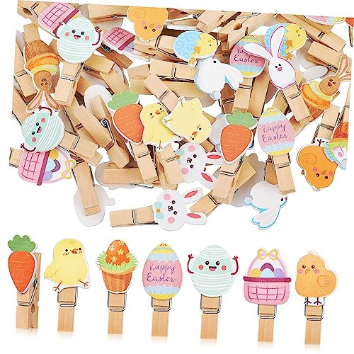 UKCOCO 70stücke Teiliges Mini Holzklammern Cartoon-Design Mit Motiven Vielseitige Bunte Holzwäscheklammern Kleine Foto Bastelklammern Für Deko Karten Und Handwerk