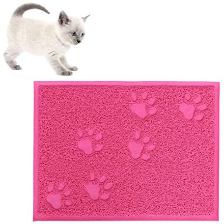 VANZACK Katzenstreumatte Für Haustiere Hunde Und Katzen 30 X 40 cm PVC-tischset Leicht Zu Reinigende Streu-siebmatte Für Die Reinigung Von Haustieren Teppich Rosarot