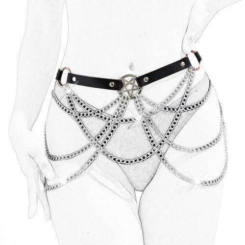Body Chain, Körperkette Festival Rock Silber, WUUDOA Waist Chain, Hüftkette Silber, Femboy Clothes, Rock Festival, Fächer Festival Rave, Halloween Party