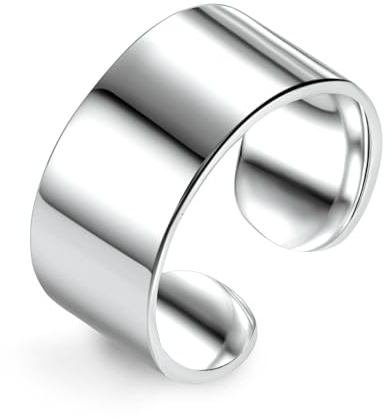 ALEXCRAFT Chunky Ring Silber 925 Damen Herren Offene Verstellbare Geschenke für Frauen Freundin Mama Mädchen Valentinstag 10mm