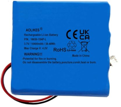 Dekco - Batería recargable para cámara de seguridad solar DEKCO DL9E3CA11 SolarCam (10400 mAh, 3,7 V, batería 1S4P con conector de 3 hilos)