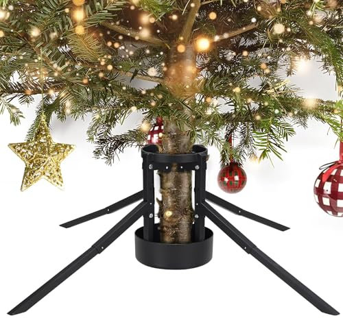 DAKEPOLE Weihnachtsbaumständer, Stabile Abnehmbare Weihnachtsbaumständer Baumhalter für Lebenige Weihnachtsbaum Stämme, Schwarz Christbuamständer Passt bis zu 220 cm Echte Bäume