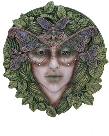 Nemesis Now Fern Round Ladies Face Wall Hanging Sculpture 20.2cm, Green | Resin, Cast in the Finest Resin, Expertly Hand-Painted
