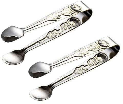 CIYODO 2pcs Stainless Steel Food Tongs Ice Cube Cookie Clamps for Home Restaurant Use As Ice Tongs