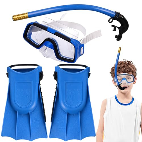 Juego de Snorkel Ergonómico no Deslizante para Niños con Gafas, Aletas y Tubo de Alta Transparencia Amigable para la Piel