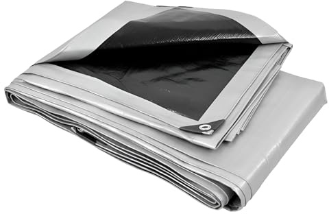 Silver Tarpaulin 1.5 x 2 m - 260 GSM Extra Heavy Duty Waterproof Sheet with Rubber Reinforced Corners - UV Resistant Ground Sheet Cover for Garden Furniture, Camping, Construction, Outdoor Protection