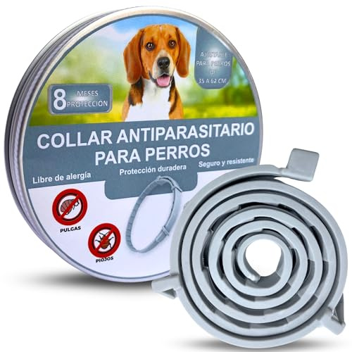 Collar Antiparasitario para Perros, Collar Antipulgas y Garrapatas para Perros y Gatos, Collar Perro para Desparasitar, Collar Perros Anti Mosquitos y Piojos