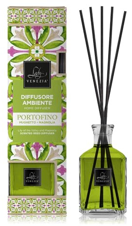 Lady Venezia - Profumatore per Ambienti - Diffusore Profumo Ambiente - Profumatore per Ambienti Bastoncini - Profumo Ambiente - Collezione Ceramiche - Formato 250ml (Mughetto - Magnolia)